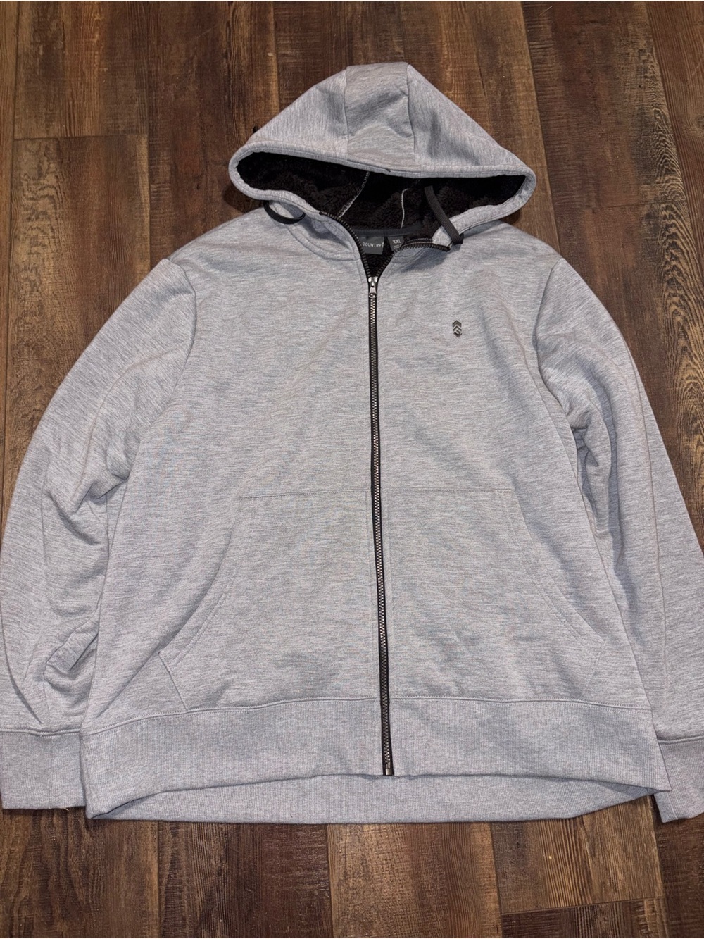 Free Country Mens XXL Sherpa Lined Hoodie Gray Full Zip Fleece Hooded Jacket 2XL
